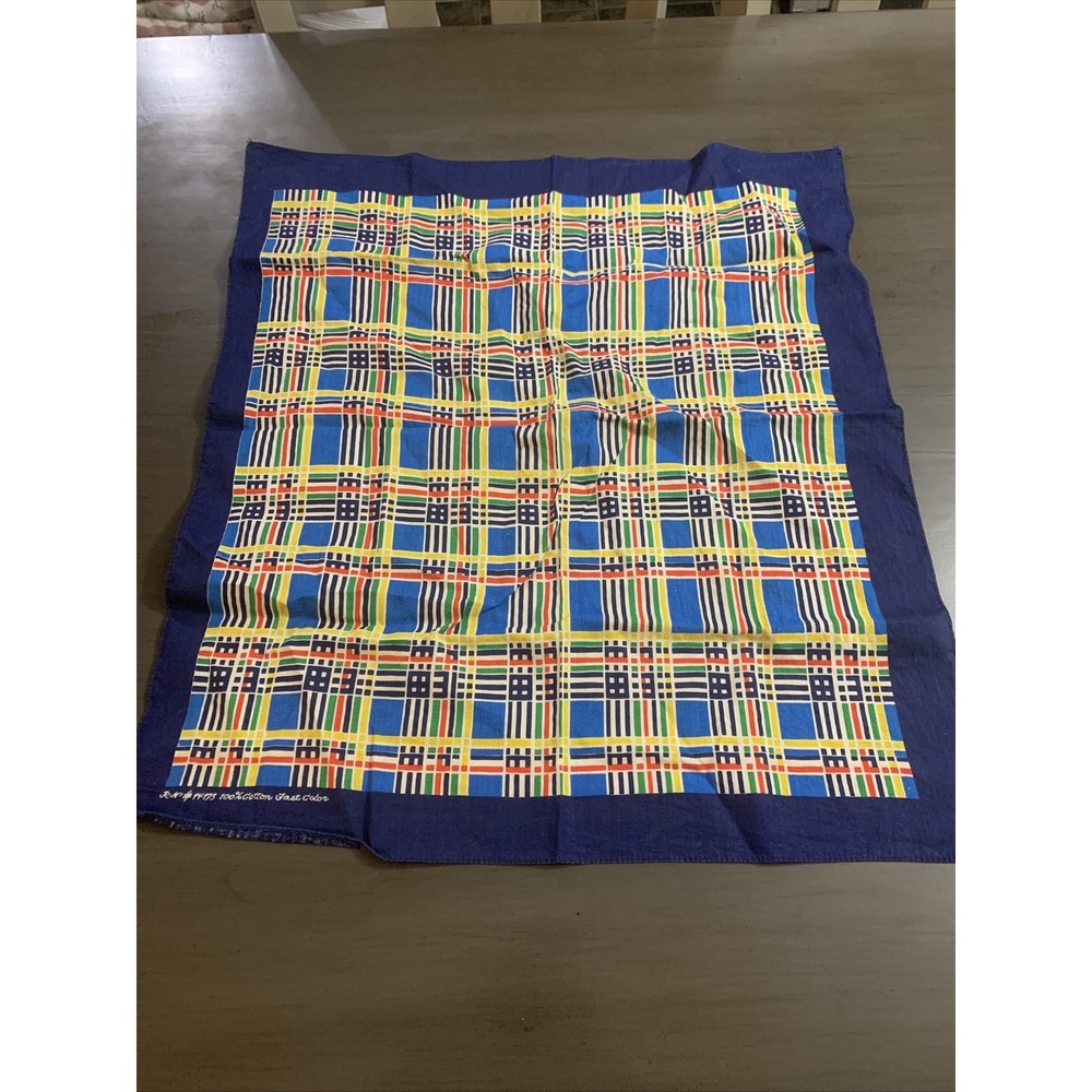 Vintage multicolored Fast Color Cotton RN 14193 Bandana Handkerchief  Geometric